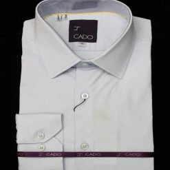 Cado Long Sleeve Button Down Men's Dress Shirt - Solid Pattern Blue #132 S Shirts