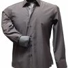 Cado Long Sleeve Button Down Men's Fashion Shirt - Solid Pattern Brown #138 Shirts