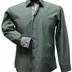 Shirts Cado Long Sleeve Button Down Men's Fashion Shirt - Solid Pattern Dark Green #138