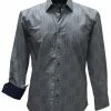 Cado Long Sleeve Button Down Men's Fashion Shirt - Grid Pattern Blue #144 Shirts