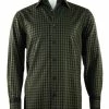 Shirts Cado Long Sleeve Button Down Men's Fashion Shirt - Geometric Pattern Olive #157