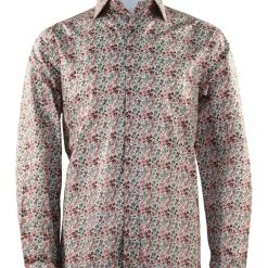 Shirts Cado Long Sleeve Button Down Men's Fashion Shirt - Floral Pattern Coral #158