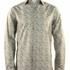 Cado Long Sleeve Button Down Men's Fashion Shirt - Floral Pattern Pink #158