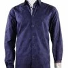 Cado Long Sleeve Button Down Men's Fashion Shirt - Floral Pattern Navy #161 Shirts