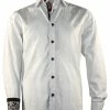 Cado Long Sleeve Button Down Men's Fashion Shirt - Floral Pattern White #161 Shirts