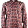 Shirts Cado Long Sleeve Button Down Men's Fashion Shirt - Floral Pattern Red #162