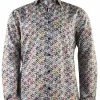 Cado Long Sleeve Button Down Men's Fashion Shirt - Multi Pattern Red #163 Shirts