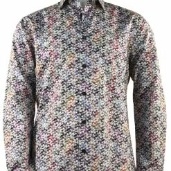Cado Long Sleeve Button Down Men's Fashion Shirt - Multi Pattern Red #163 Shirts