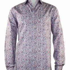 Cado Long Sleeve Button Down Men's Fashion Shirt - Floral Pattern Blue #166 Shirts