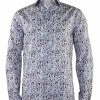 Cado Long Sleeve Button Down Men's Fashion Shirt - Floral Pattern White #166 Shirts