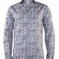 Cado Long Sleeve Button Down Men's Fashion Shirt - Floral Pattern White #166 Shirts