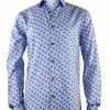Cado Long Sleeve Button Down Men's Fashion Shirt - Paisley Pattern Blue #168