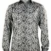 Cado Long Sleeve Button Down Men's Fashion Shirt - Floral Pattern Grey #172