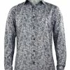 Shirts Cado Long Sleeve Button Down Men's Fashion Shirt - Paisley Pattern Blue #175