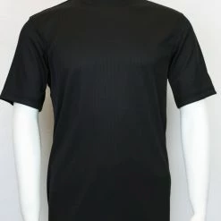 Log In Short Sleeve Mock Neck Men's T-Shirt - Solid Pattern Black #218 T-Shirts