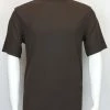 T-Shirts Log In Short Sleeve Mock Neck Men's T-Shirt - Solid Pattern Brown #218