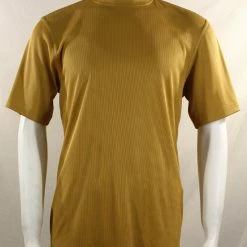 Log In Short Sleeve Mock Neck Men's T-Shirt - Solid Pattern Gold #218 T-Shirts
