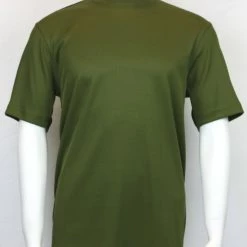 Log In Short Sleeve Mock Neck Men's T-Shirt - Solid Pattern Olive #218