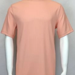 T-Shirts Log In Short Sleeve Mock Neck Men's T-Shirt - Solid Pattern Peach #218
