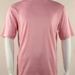 Log In Short Sleeve Mock Neck Men's T-Shirt - Solid Pattern Pink #218 T-Shirts