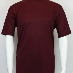 T-Shirts Log In Short Sleeve Mock Neck Men's T-Shirt - Solid Pattern Plum #218