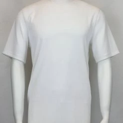 T-Shirts Log In Short Sleeve Mock Neck Men's T-Shirt - Solid Pattern White #218