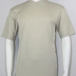 Log In Short Sleeve V Neck Men's T-Shirt - Solid Pattern Tan #219