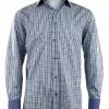 Cado Long Sleeve Button Down Men's Fashion Shirt - Plaid Pattern Blue #227 Shirts