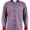 Cado Long Sleeve Button Down Men's Fashion Shirt - Plaid Pattern Red #241 Shirts