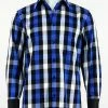 Cado Long Sleeve Button Down Men's Fashion Shirt - Plaid Pattern Royal Blue #242 Shirts