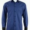 Cado Long Sleeve Button Down Men's Fashion Shirt - Plaid Pattern Navy #244 Shirts