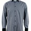 Shirts Cado Long Sleeve Button Down Men's Fashion Shirt - Plaid Pattern Navy #246