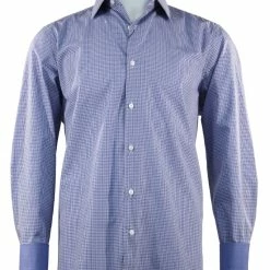 Cado Long Sleeve Button Down Men's Fashion Shirt - Plaid Pattern Blue #248