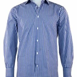 Cado Long Sleeve Button Down Men's Fashion Shirt - Plaid Pattern Blue #251