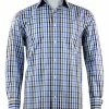 Cado Long Sleeve Button Down Men's Fashion Shirt - Plaid Pattern Blue #252 Shirts