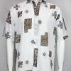 Bassiri Short Sleeve Button Down Casual Printed Men's Shirt - Floral Pattern White #3884 Shirts