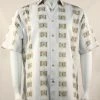 Bassiri Short Sleeve Button Down Casual Printed Men's Shirt - Stripe & Dash Pattern White & Gold #3936