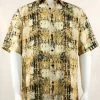 Bassiri Short Sleeve Button Down Casual Printed Men's Shirt - Abstract Stripe Pattern Yellow #3948