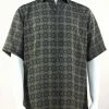 Bassiri Short Sleeve Button Down Casual Printed Men's Shirt - Circle Pattern Green #3971