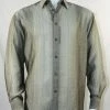 Bassiri Long Sleeve Button Down Casual Solid Men's Shirt - Multi Stripe Pattern Grey #4685