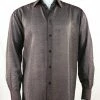 Shirts Bassiri Long Sleeve Button Down Casual Solid Men's Shirt - Multi Stripe Pattern Charcoal #4686