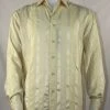 Bassiri Long Sleeve Button Down Casual Tone On Tone Men's Shirt - Shiny Stripe Pattern Yellow #4734 Shirts
