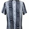 Bassiri Short Sleeve Button Down Casual Printed Men's Shirt - Swirl Lines Pattern Black #5066