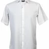 Bassiri Short Sleeve Button Down Casual Tone On Tone Men's Shirt - Shadow Squares Pattern White #61971 Shirts