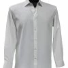 Bassiri Long Sleeve Button Down Casual Tone On Tone Men's Shirt - Shadow Squares Pattern White #6197