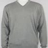 Bassiri V Neck Men's Sweater - Solid Pattern Ash #627