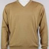 Bassiri V Neck Men's Sweater - Solid Pattern Camel #627