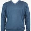 Bassiri V Neck Men's Sweater - Solid Pattern Marine #627 Sweaters