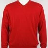 Bassiri V Neck Men's Sweater - Solid Pattern Red #627