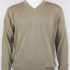 Bassiri V Neck Men's Sweater - Solid Pattern Wheat #627